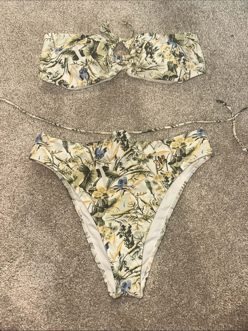 Abercrombie & Fitch Floral Yellow Green Bandeau Bikini